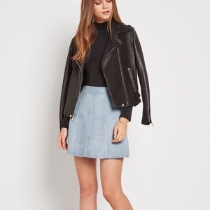 BCBG LIGHT BLUE FAUX SUEDE A-LINE SKIRT